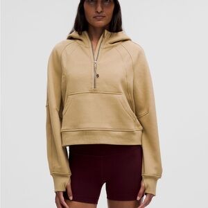 Scuba Oversized Half-Zip Hoodie in Filbert Tan